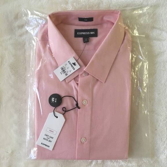 Express NWT 1MX slim dress shirt light pink XXL - Picture 8 of 8